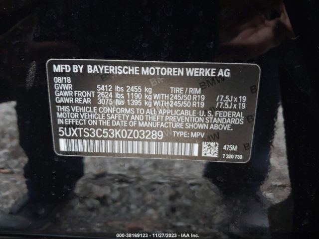 Photo 8 VIN: 5UXTS3C53K0Z03289 - BMW X3 