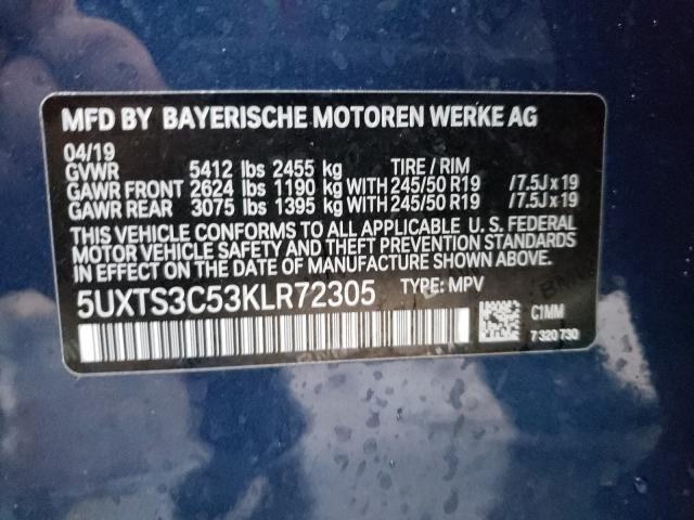 Photo 9 VIN: 5UXTS3C53KLR72305 - BMW X3 XDRIVEM 