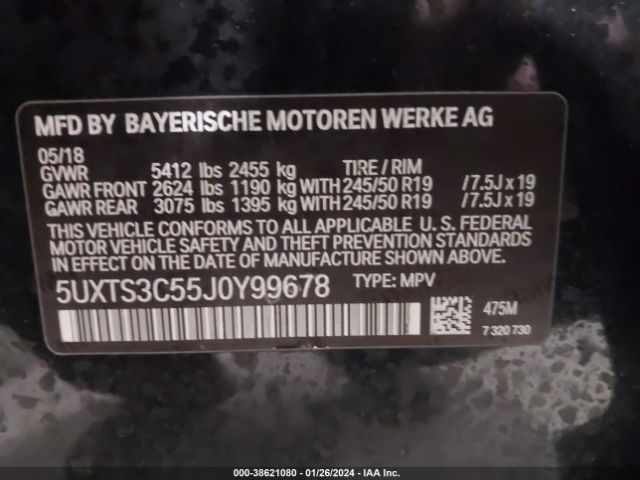 Photo 8 VIN: 5UXTS3C55J0Y99678 - BMW X3 