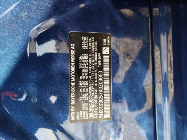 Photo 9 VIN: 5UXTS3C57K0Z03053 - BMW X3 