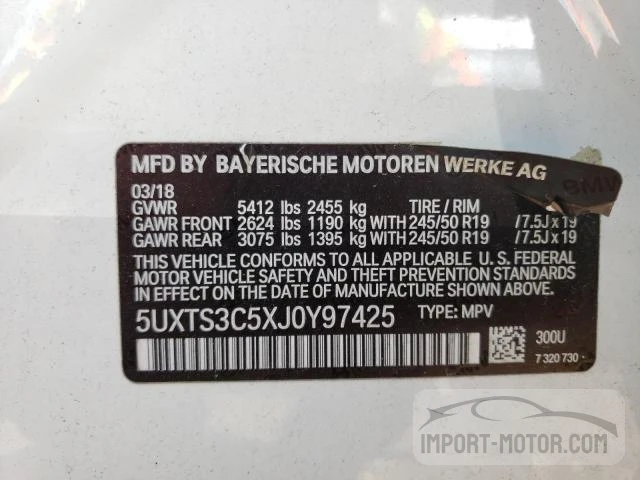 Photo 12 VIN: 5UXTS3C5XJ0Y97425 - BMW X3 