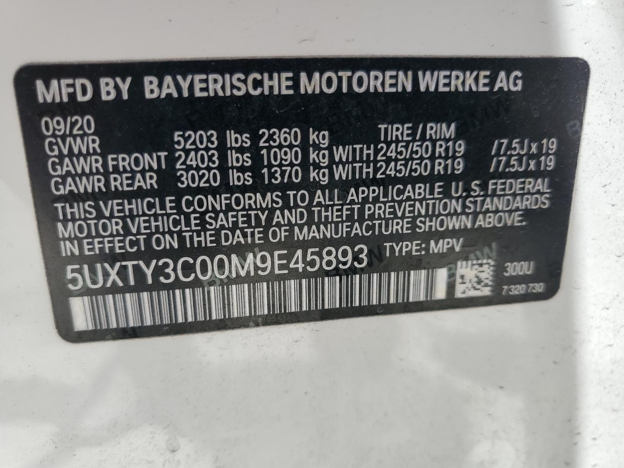 Photo 13 VIN: 5UXTY3C00M9E45893 - BMW X3 