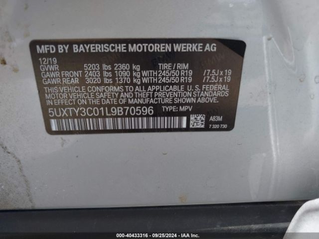 Photo 8 VIN: 5UXTY3C01L9B70596 - BMW X3 