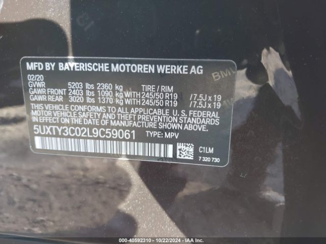 Photo 8 VIN: 5UXTY3C02L9C59061 - BMW X3 