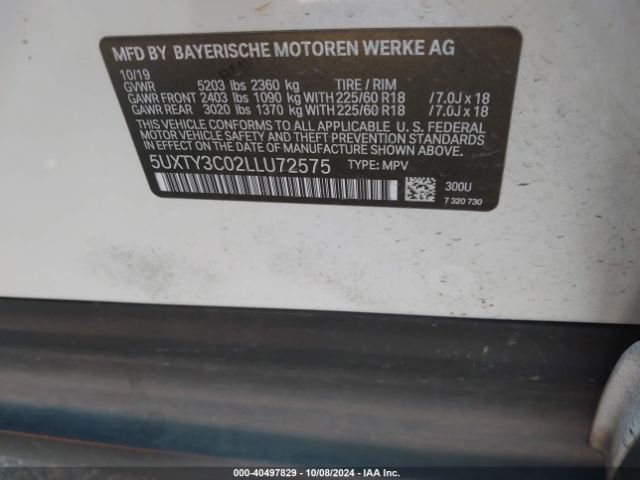 Photo 8 VIN: 5UXTY3C02LLU72575 - BMW X3 