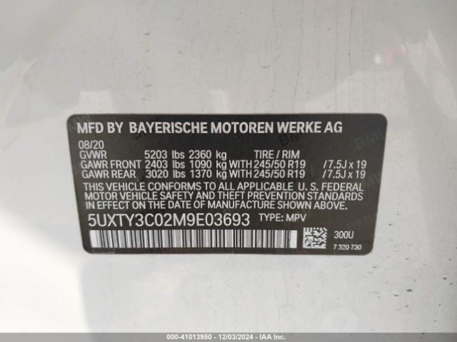 Photo 8 VIN: 5UXTY3C02M9E03693 - BMW X3 