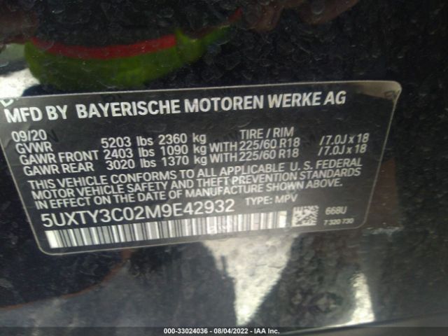 Photo 8 VIN: 5UXTY3C02M9E42932 - BMW X3 