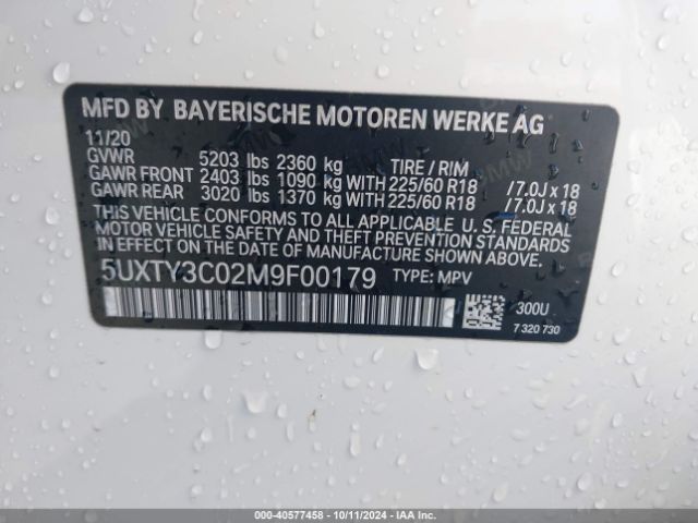 Photo 8 VIN: 5UXTY3C02M9F00179 - BMW X3 