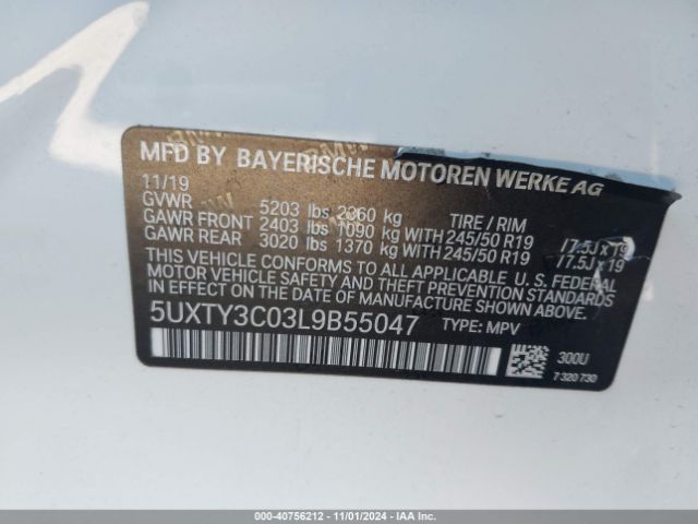 Photo 8 VIN: 5UXTY3C03L9B55047 - BMW X3 