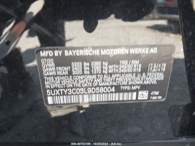 Photo 8 VIN: 5UXTY3C03L9D58004 - BMW X3 