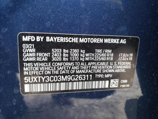 Photo 9 VIN: 5UXTY3C03M9G26311 - BMW X3 SDRIVE3 