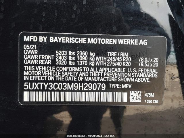 Photo 8 VIN: 5UXTY3C03M9H29079 - BMW X3 