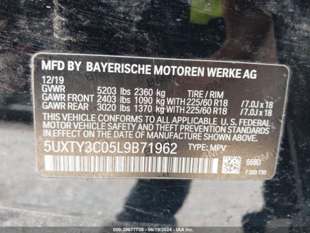 Photo 8 VIN: 5UXTY3C05L9B71962 - BMW X3 