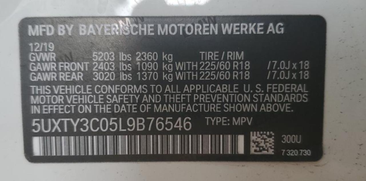 Photo 12 VIN: 5UXTY3C05L9B76546 - BMW X3 