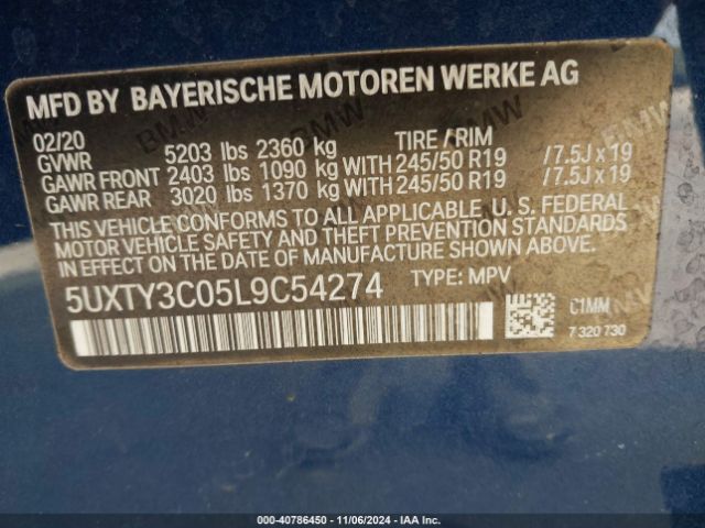 Photo 8 VIN: 5UXTY3C05L9C54274 - BMW X3 