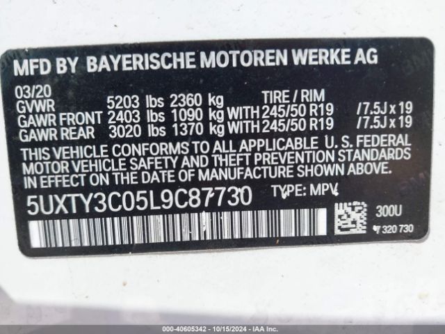 Photo 8 VIN: 5UXTY3C05L9C87730 - BMW X3 