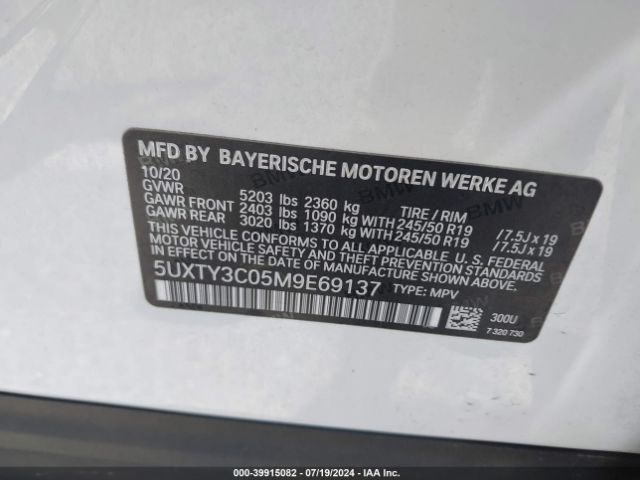 Photo 8 VIN: 5UXTY3C05M9E69137 - BMW X3 