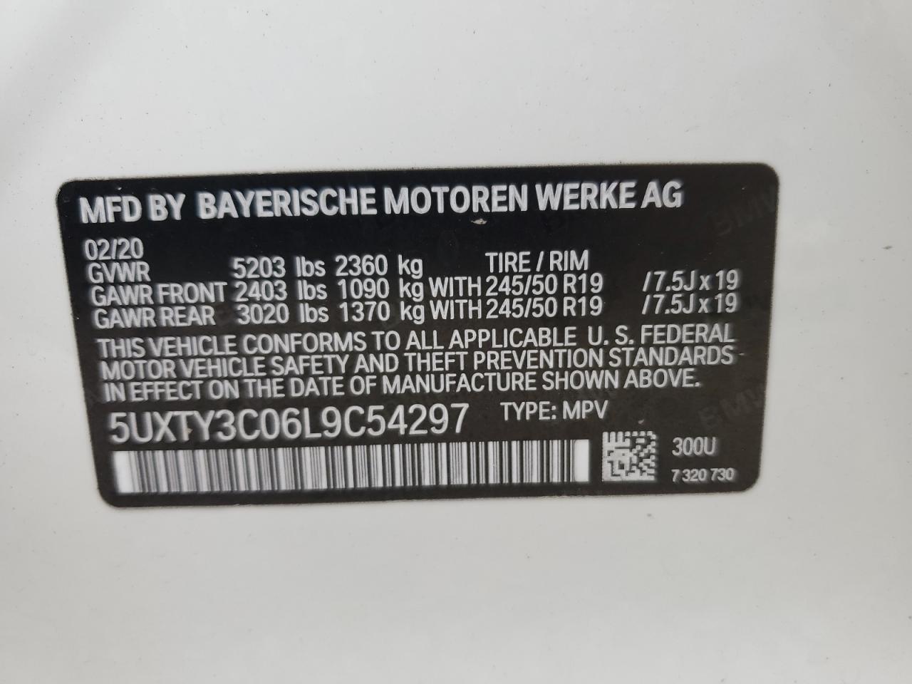 Photo 12 VIN: 5UXTY3C06L9C54297 - BMW X3 