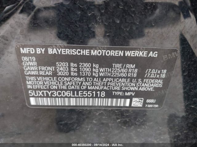 Photo 8 VIN: 5UXTY3C06LLE55118 - BMW X3 