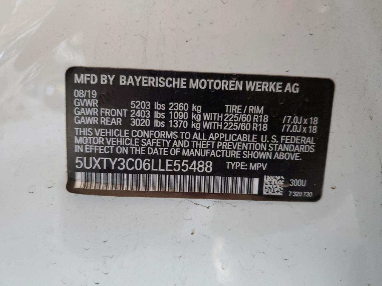 Photo 11 VIN: 5UXTY3C06LLE55488 - BMW X3 