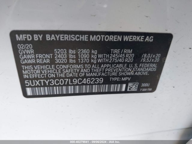 Photo 8 VIN: 5UXTY3C07L9C46239 - BMW X3 