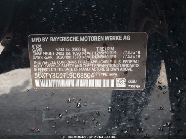 Photo 8 VIN: 5UXTY3C07L9D68504 - BMW X3 