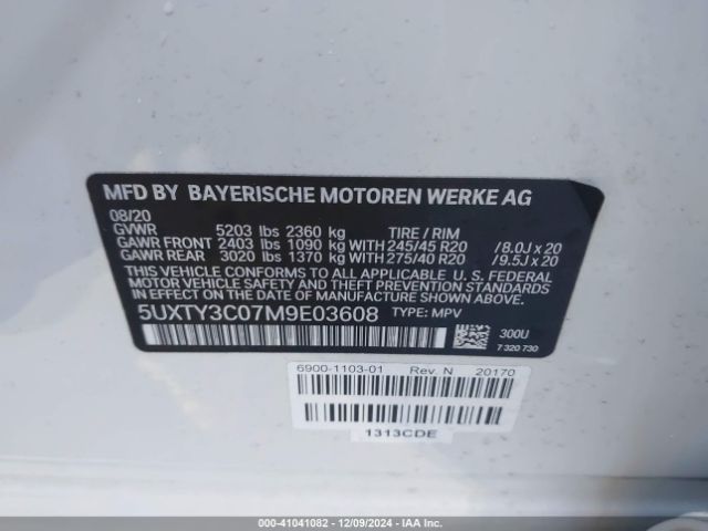 Photo 8 VIN: 5UXTY3C07M9E03608 - BMW X3 