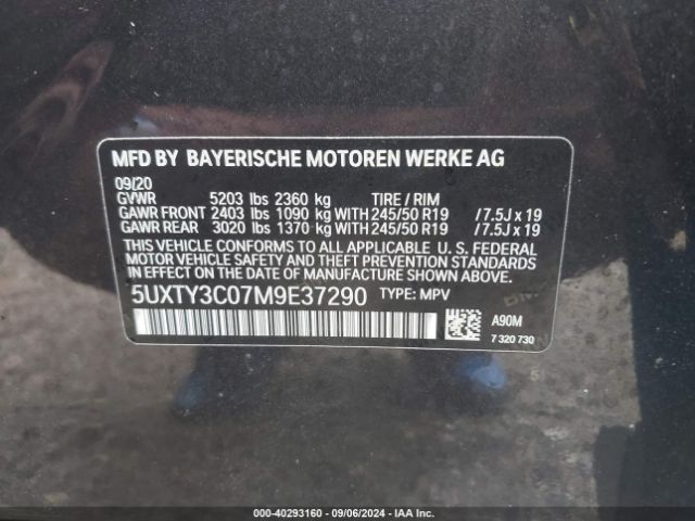 Photo 8 VIN: 5UXTY3C07M9E37290 - BMW X3 