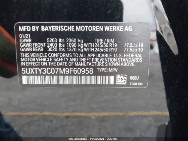 Photo 8 VIN: 5UXTY3C07M9F60958 - BMW X3 