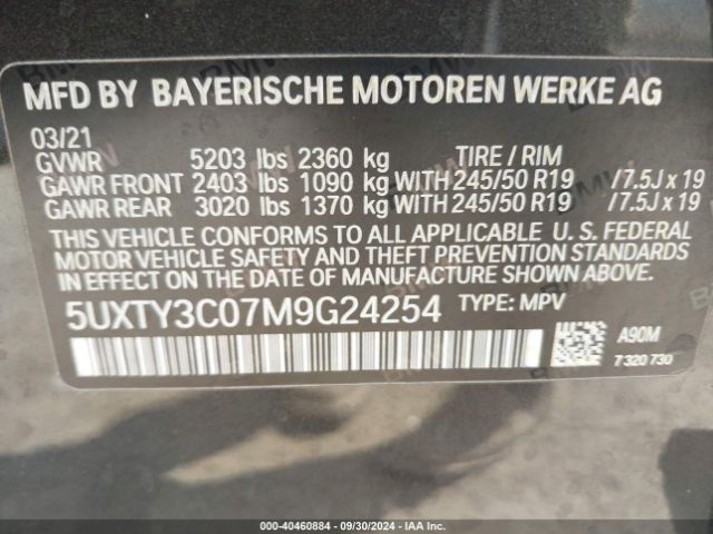 Photo 8 VIN: 5UXTY3C07M9G24254 - BMW X3 