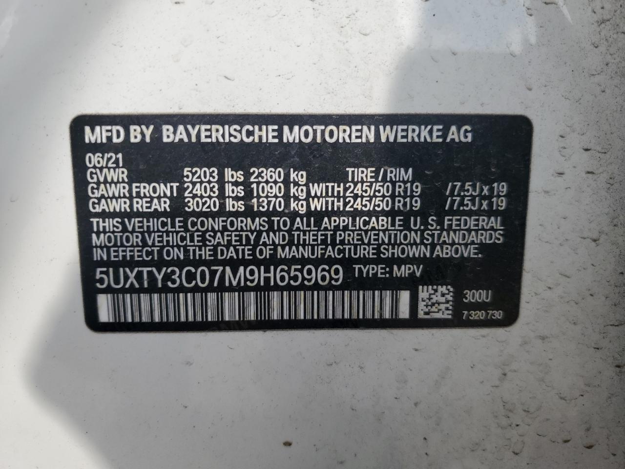 Photo 13 VIN: 5UXTY3C07M9H65969 - BMW X3 