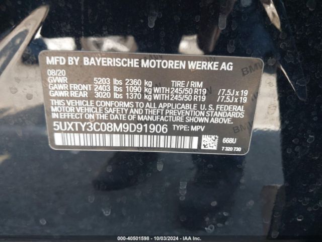 Photo 8 VIN: 5UXTY3C08M9D91906 - BMW X3 