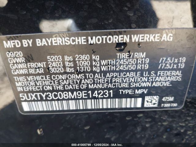 Photo 8 VIN: 5UXTY3C08M9E14231 - BMW X3 