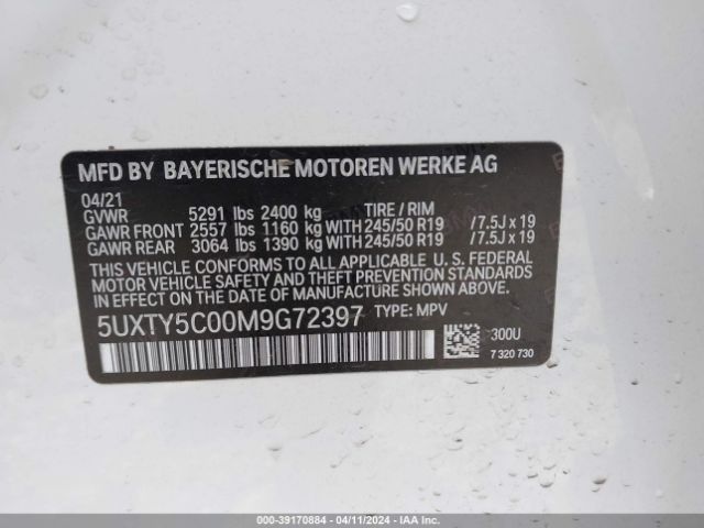 Photo 8 VIN: 5UXTY5C00M9G72397 - BMW X3 