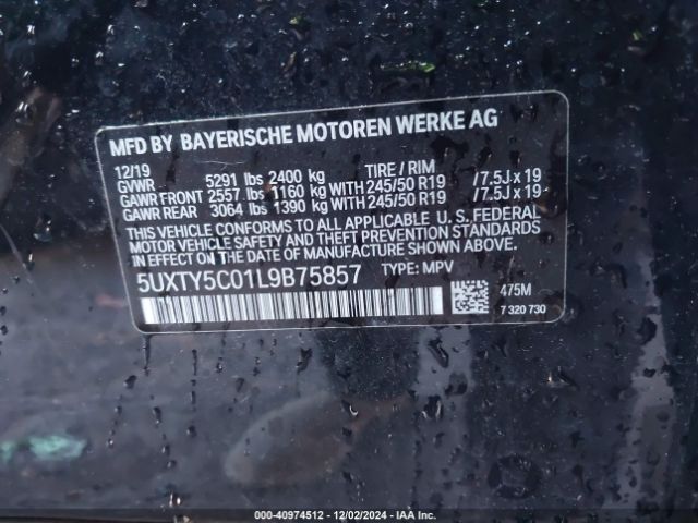 Photo 8 VIN: 5UXTY5C01L9B75857 - BMW X3 