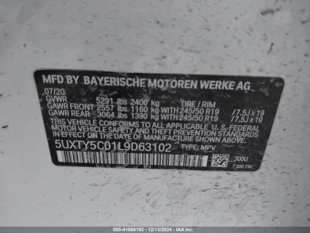 Photo 8 VIN: 5UXTY5C01L9D63102 - BMW X3 