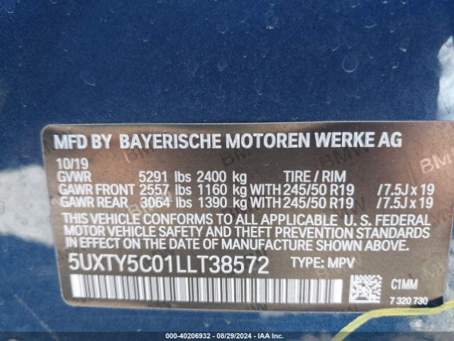 Photo 8 VIN: 5UXTY5C01LLT38572 - BMW X3 