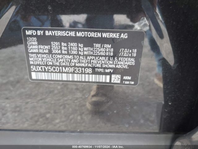 Photo 8 VIN: 5UXTY5C01M9F33198 - BMW X3 