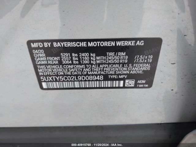 Photo 8 VIN: 5UXTY5C02L9D08948 - BMW X3 