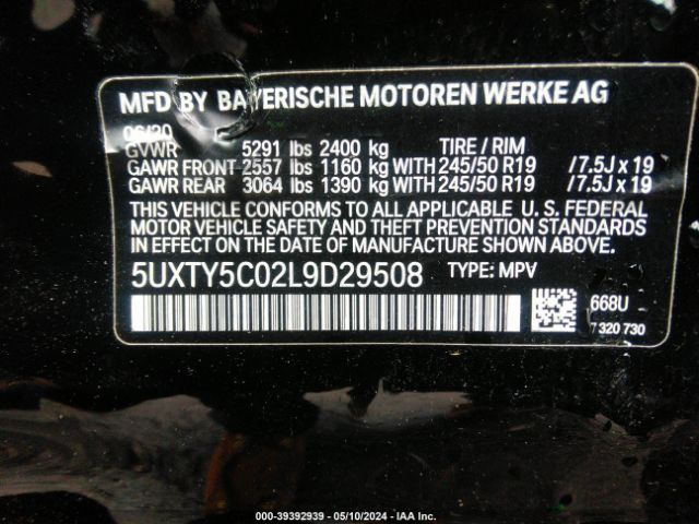 Photo 8 VIN: 5UXTY5C02L9D29508 - BMW X3 