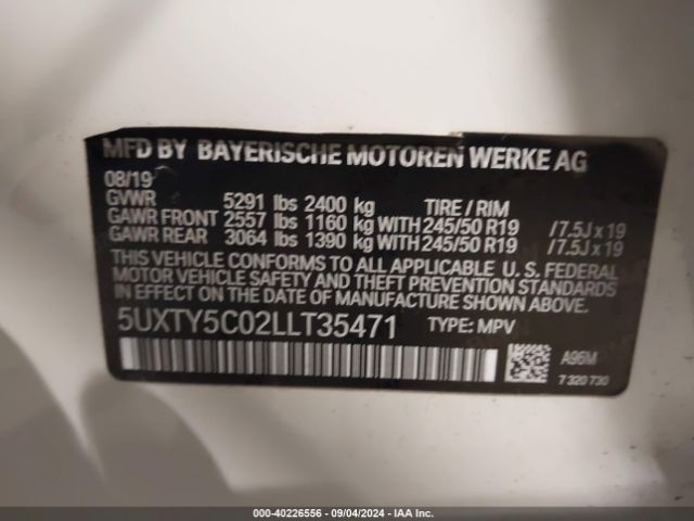 Photo 8 VIN: 5UXTY5C02LLT35471 - BMW X3 