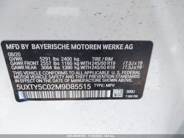 Photo 8 VIN: 5UXTY5C02M9D85515 - BMW X3 