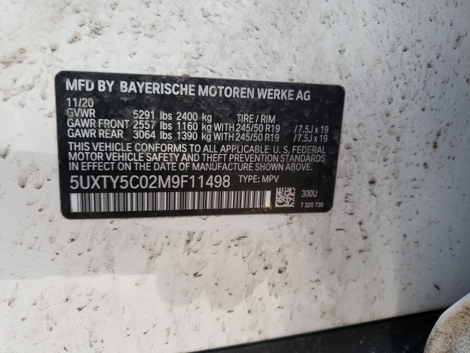 Photo 9 VIN: 5UXTY5C02M9F11498 - BMW X3 XDRIVE3 