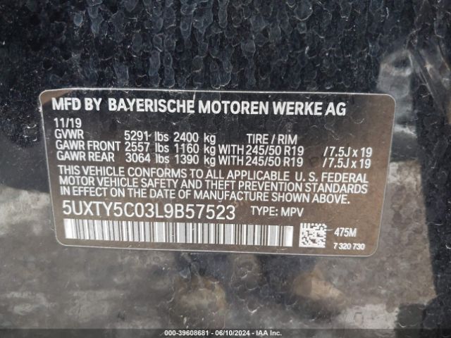 Photo 8 VIN: 5UXTY5C03L9B57523 - BMW X3 