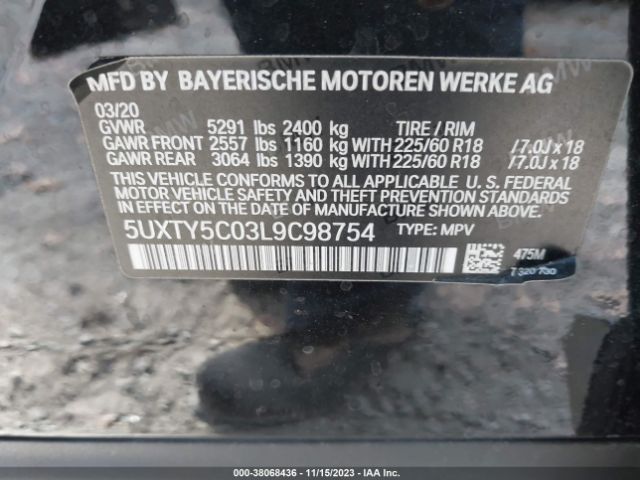 Photo 8 VIN: 5UXTY5C03L9C98754 - BMW X3 