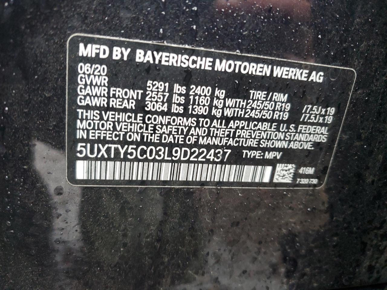 Photo 12 VIN: 5UXTY5C03L9D22437 - BMW X3 