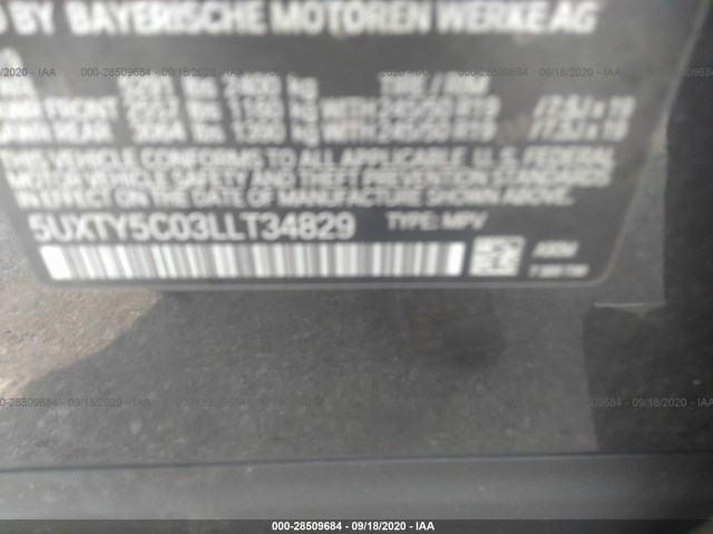 Photo 8 VIN: 5UXTY5C03LLT34829 - BMW X3 