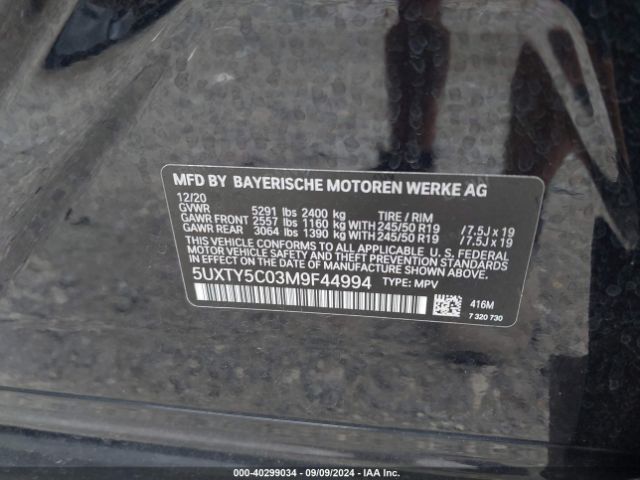 Photo 8 VIN: 5UXTY5C03M9F44994 - BMW X3 