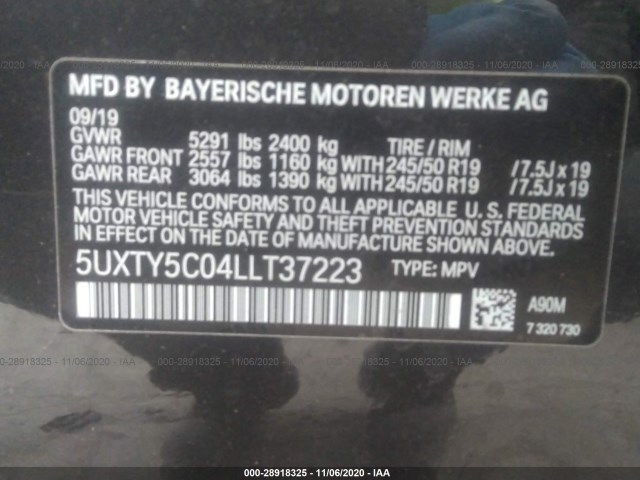 Photo 8 VIN: 5UXTY5C04LLT37223 - BMW X3 