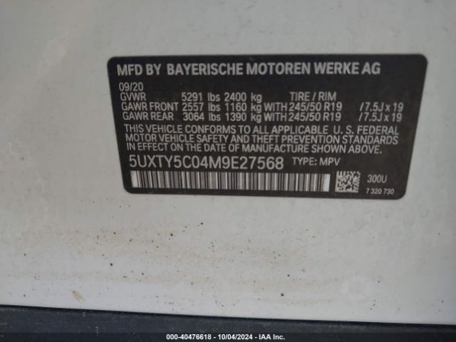 Photo 8 VIN: 5UXTY5C04M9E27568 - BMW X3 